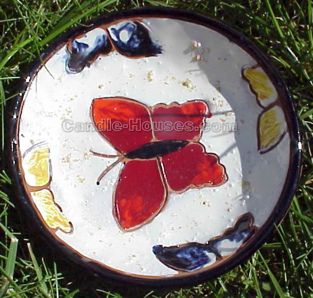 White round plate with butterflies
