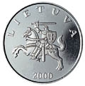 Lithuanian 1 LT Coin, currently in circulation.