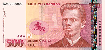 500 Lithuanian litas banknote (issued 2000)