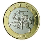 2 Lithuanian litas coin (issued 1998, 1999, 2001, 2002)
