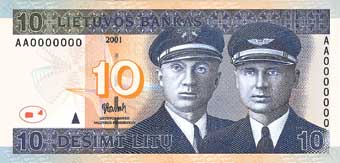 10 Lithuanian litas banknote